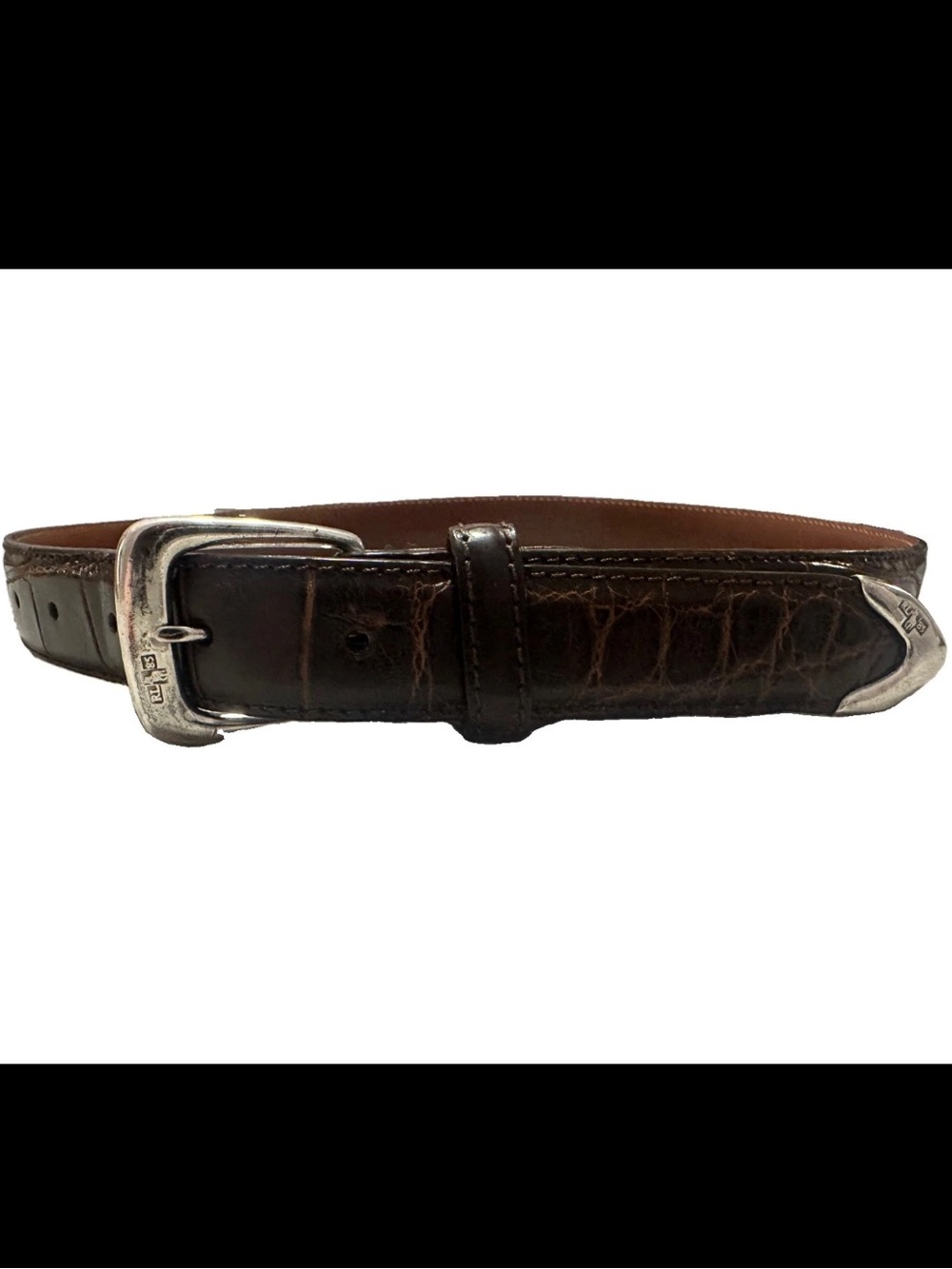 Vintage Ralph Lauren Cognac Genuine American Alligator Belt 28” Made in Italy
